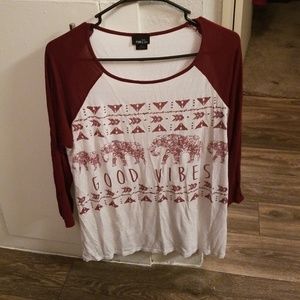 Detailed maroon and white shirt